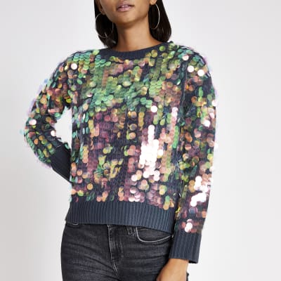 multi coloured sequin jumper