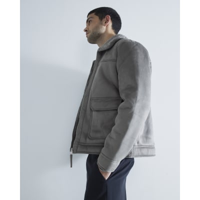 Shearling jacket river island sales