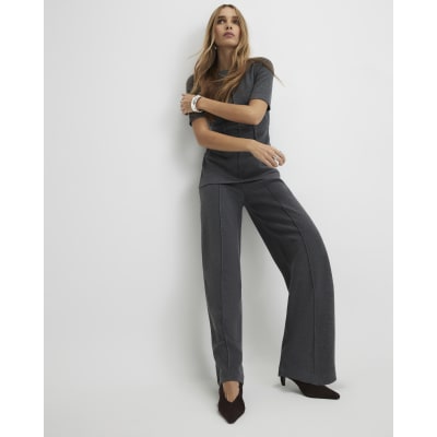 Grey Short Sleeve Corset Detail Tunic Top