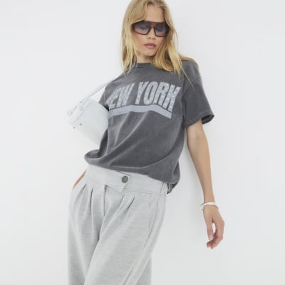 Grey Short Sleeve New York Eyelet T-shirt