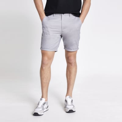Grey Sid skinny shorts | River Island