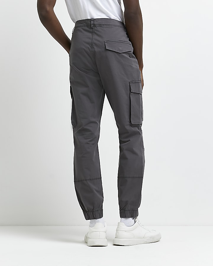 Grey side pocket cargo trousers