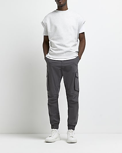 Grey side pocket cargo trousers