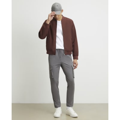 Grey Skinny Fit Cargo Trousers