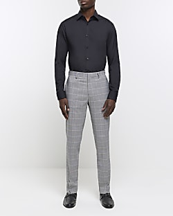 Grey skinny fit check smart trousers