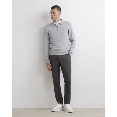 Grey Skinny Fit Comfort Suit Trousers
