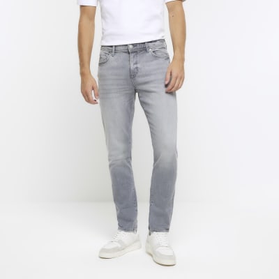 Grey skinny fit faded jeans | River Island
