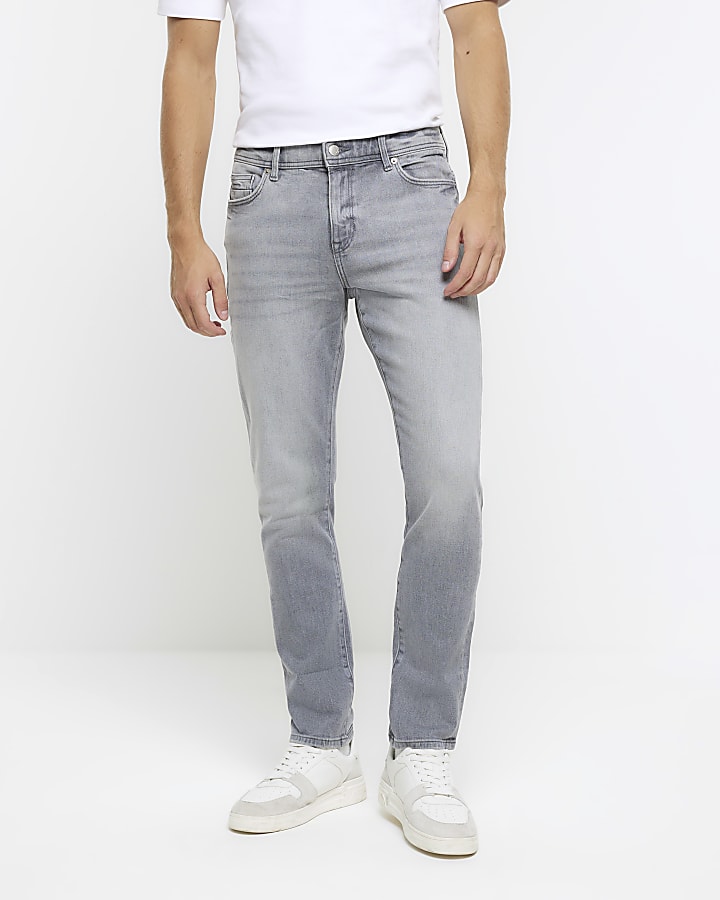 Grey skinny fit faded jeans | River Island