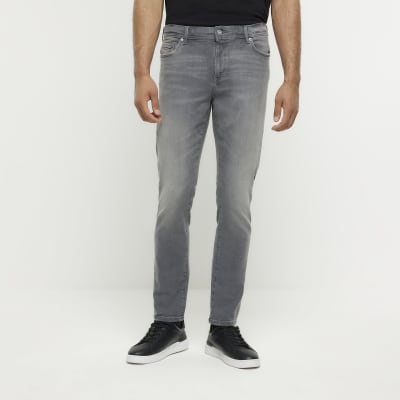 Grey skinny fit faded jeans River Island
