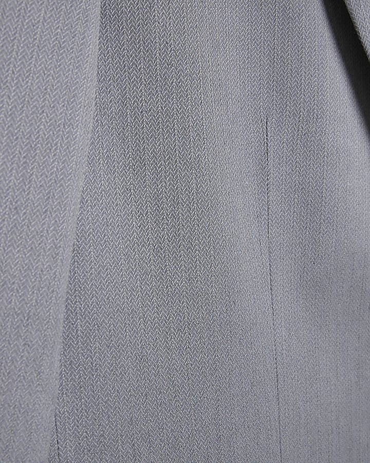 Grey skinny fit herringbone suit jacket