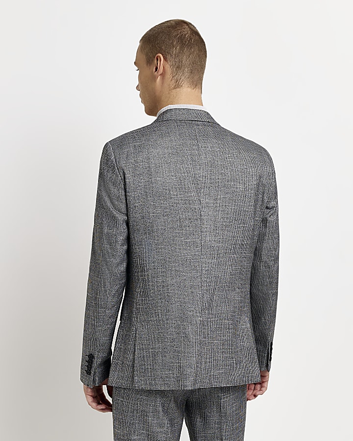 Grey Skinny fit HoundsTooth suit jacket