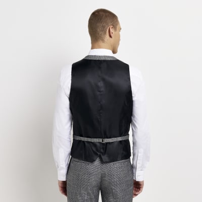 Grey Skinny fit Houndstooth Waistcoat