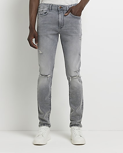 Grey Skinny fit Ripped jeans