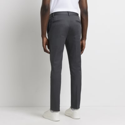 Grey skinny fit smart chino trousers | River Island