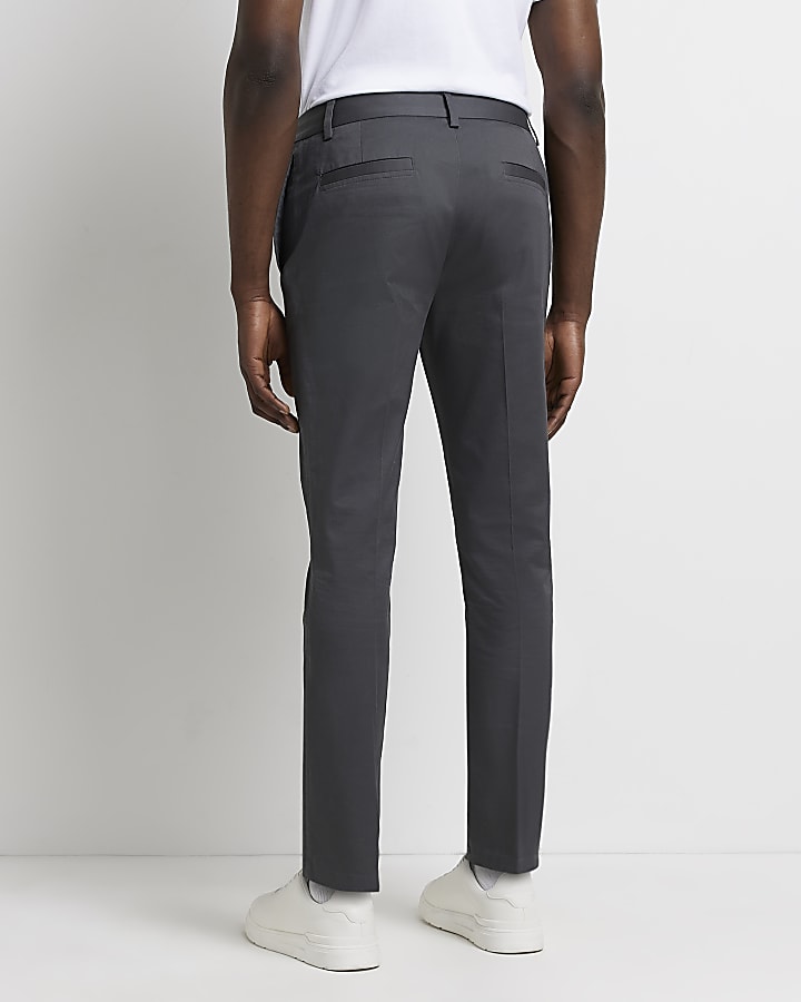 Grey skinny fit smart chino trousers