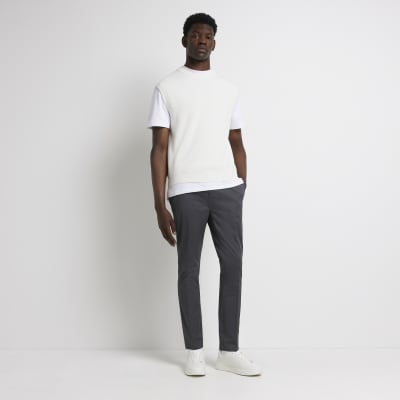 Grey skinny fit smart chino trousers