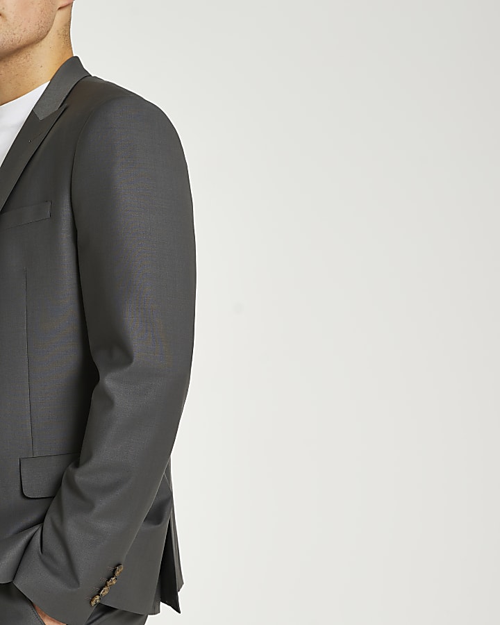 Grey skinny fit suit jacket