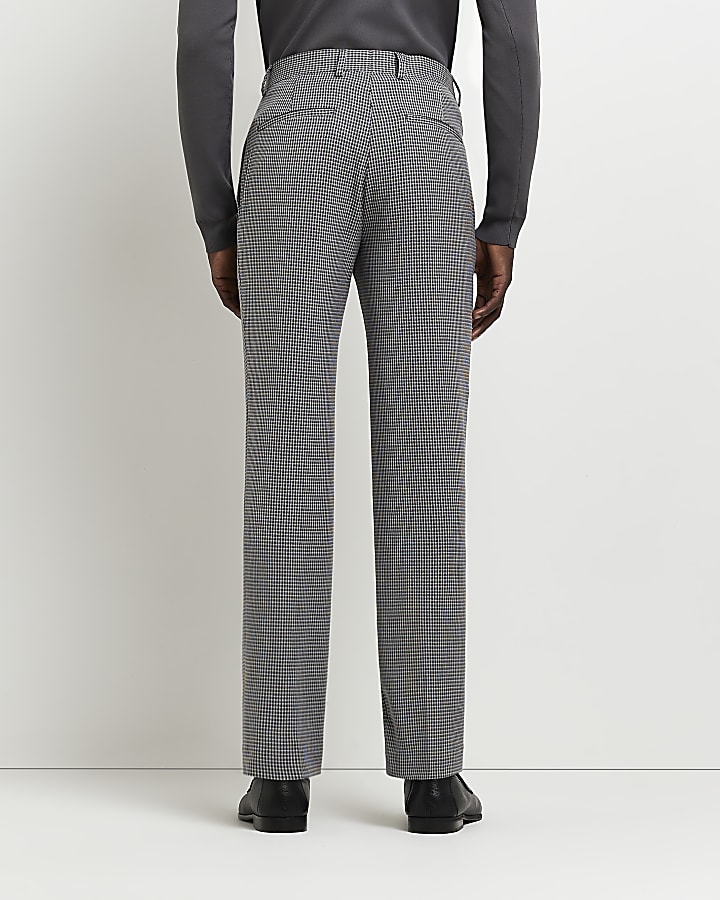 Grey Skinny fit textured suit trousers