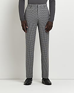 Grey Skinny fit textured suit trousers