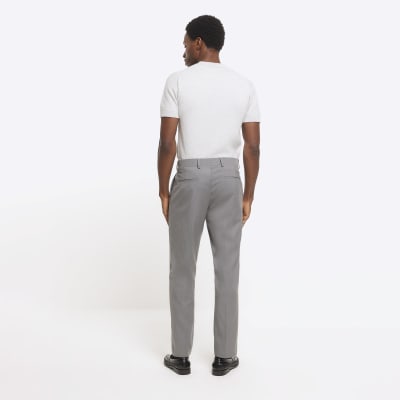 Grey skinny fit twill suit trousers