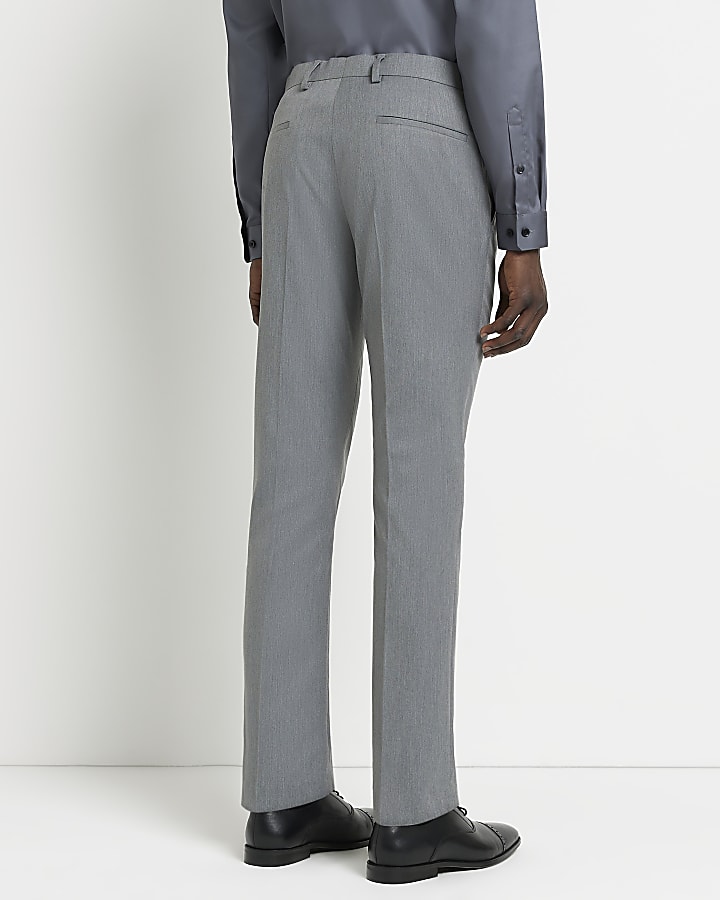 Grey skinny fit twill suit trousers