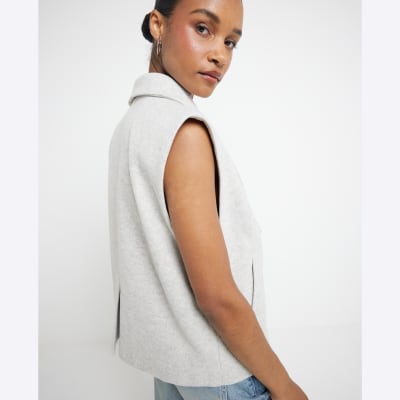Grey Sleeveless Jacket River Island
