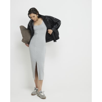 slim fit dress slacks Lark Grey Ruffle and Lace Pussybow Midi Dress  Frock and Frill
