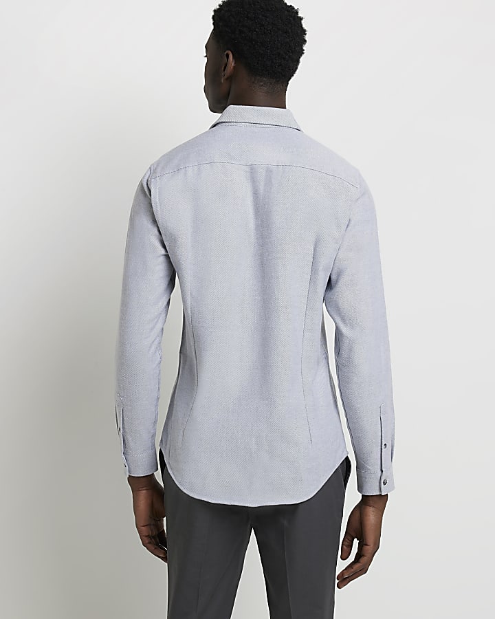 Grey Slim fit Brushed Flannel RR Shirt