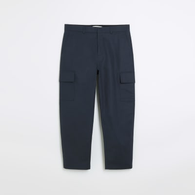 Grey slim fit cargo smart trousers