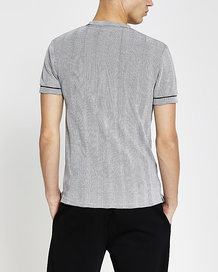 Grey slim fit check t-shirt 2 pack