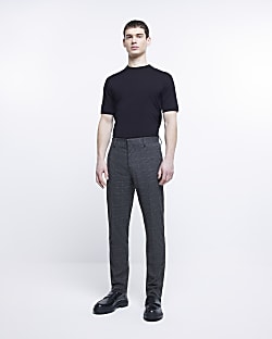 Grey slim fit check trousers