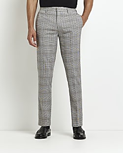Grey slim fit Check trousers