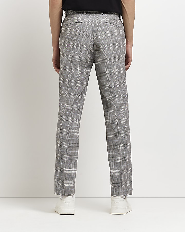 Grey Slim fit check trousers