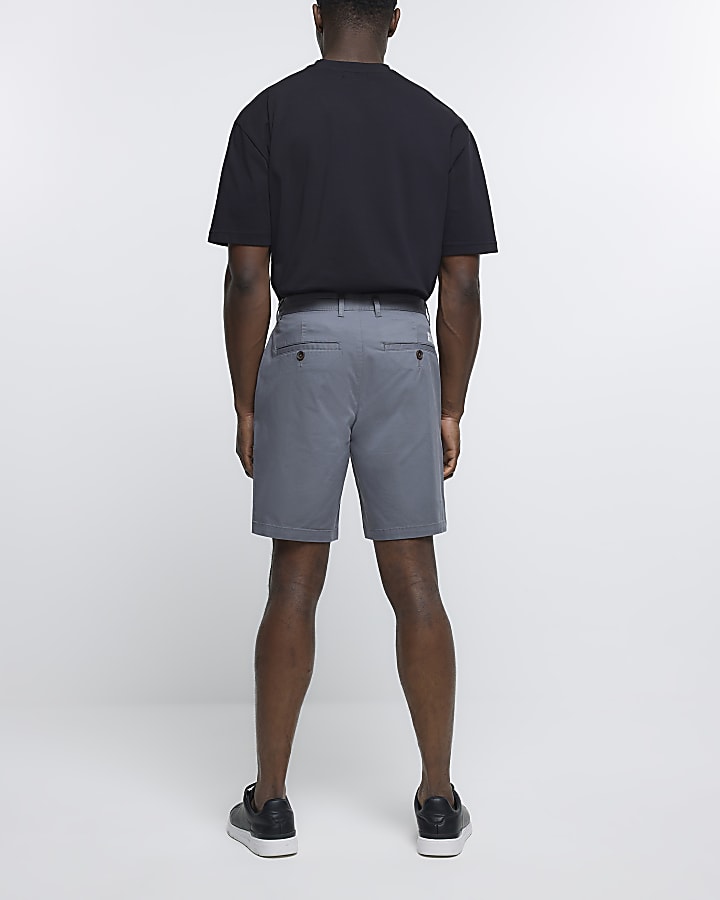 Grey slim fit chino shorts