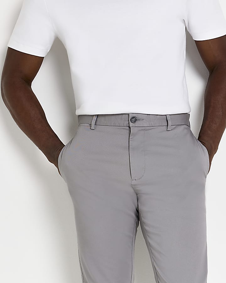 Grey Slim fit chino trousers