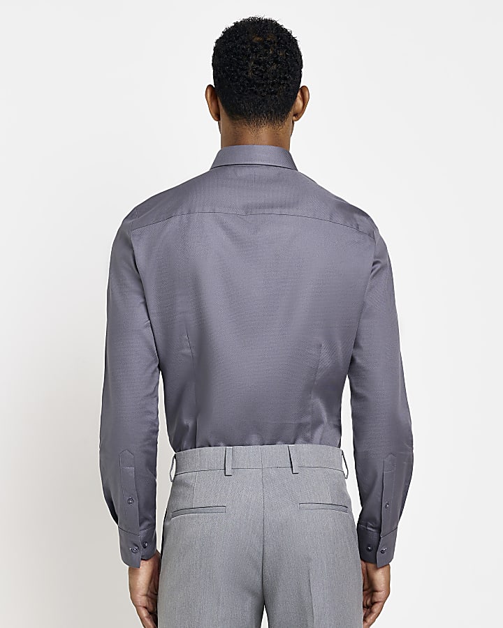 Grey slim fit easy iron shirt