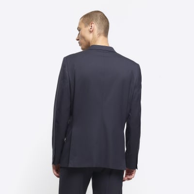 Grey slim fit herringbone suit jacket | River Island