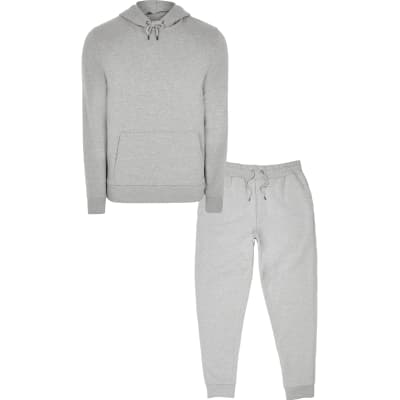 grey muscle fit tracksuit