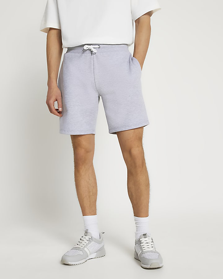 Grey slim fit jersey shorts