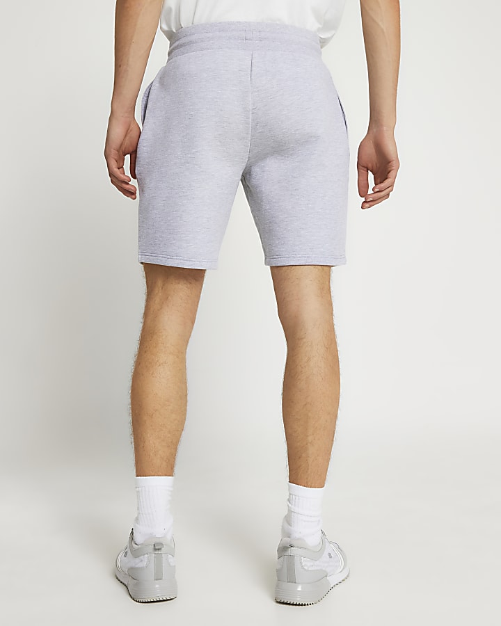 Grey slim fit jersey shorts
