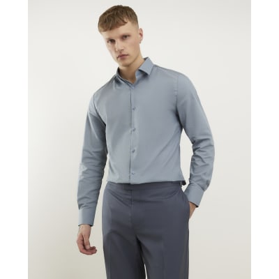 Grey Slim Fit Long Sleeve Shirt