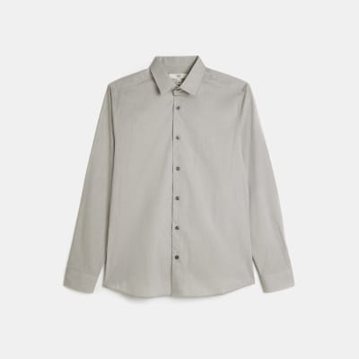 Grey Slim fit long sleeve shirt
