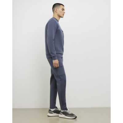 Grey Slim Fit Nylon Cargo Joggers