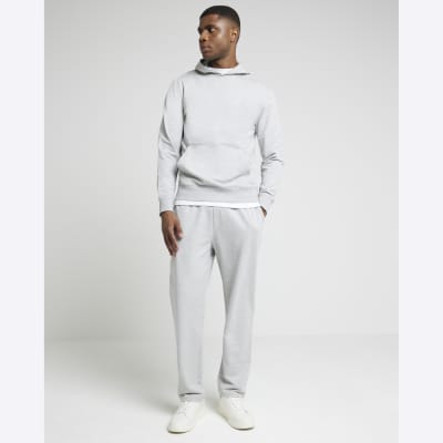Grey slim fit open hem joggers River Island
