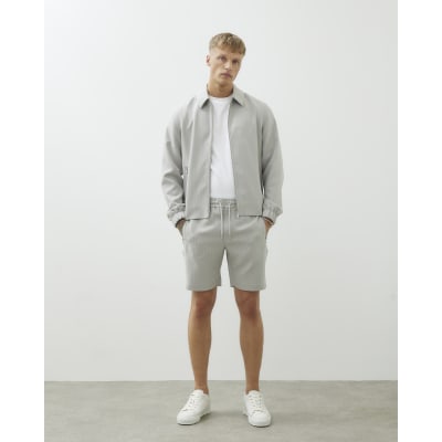 Grey Slim Fit Pinstripe Shorts