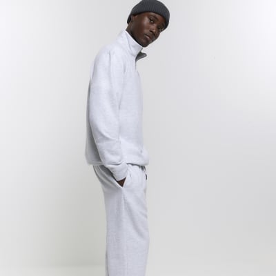 Grey slim hot sale tracksuit