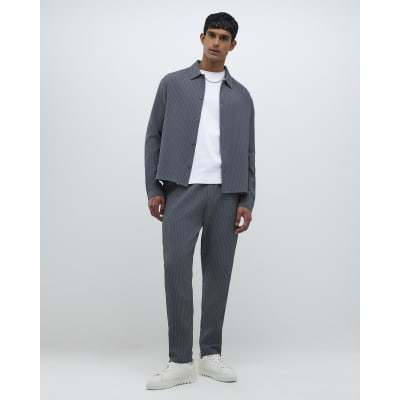 Grey Slim Fit Plisse Joggers