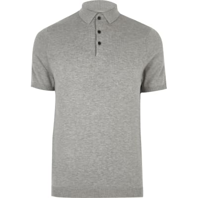 Grey slim fit polo shirt