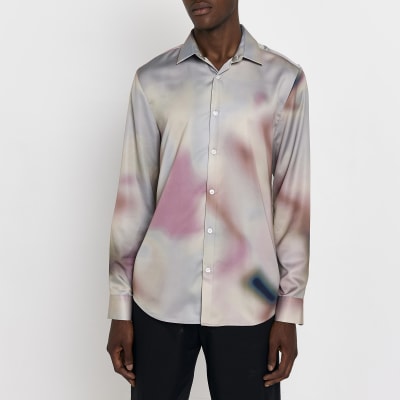 Grey Slim fit Print long sleeve shirt