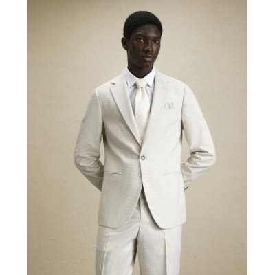 River Island Grey Slim Fit Puppytooth Suit Jacket